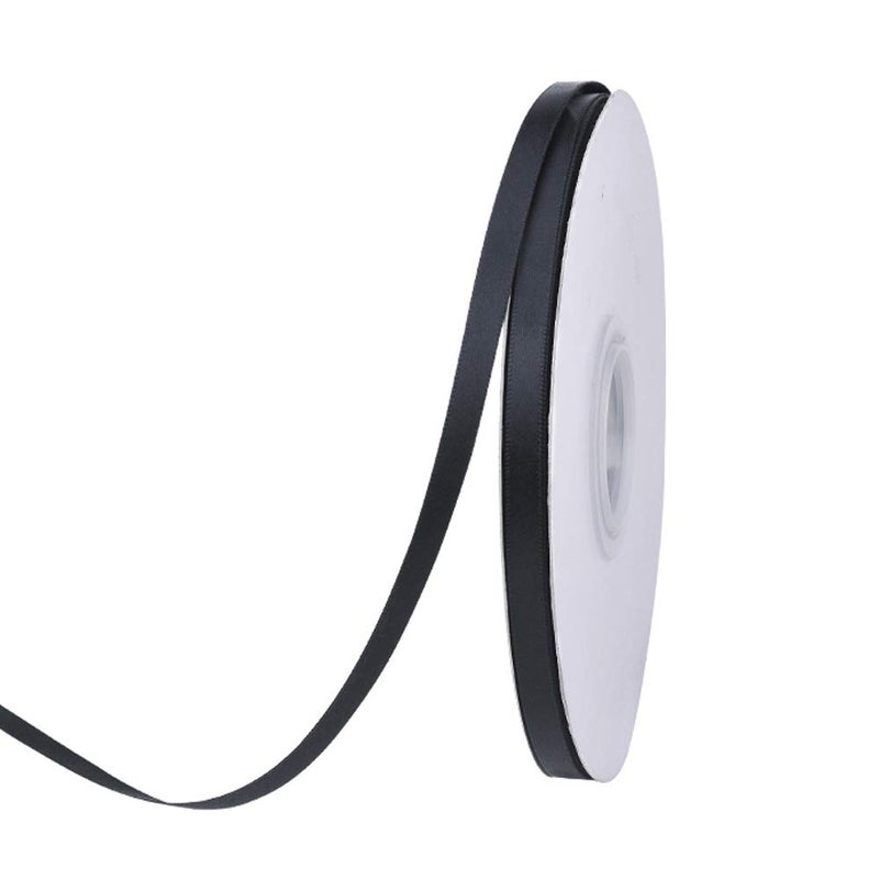 Ribest 1/4 inch Black Double Face Satin Ribbon 50 Yards Per Roll for Bouquet Gift Wrapping Hair Wedding Birthday - Image 1